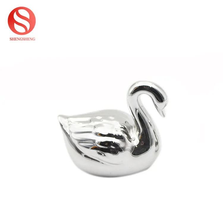 
Custom design ceramic modern swan ornaments silver ceramic swan figurine 