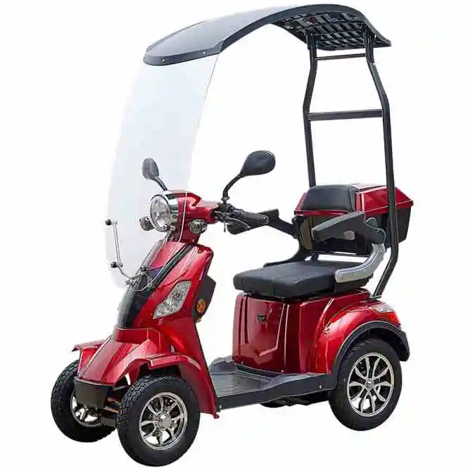 
2019 Top Seller 1000W 4 wheel electric scooter with roof and portable battery for old people 