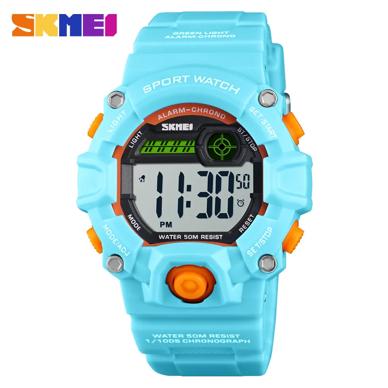 SKMEI NEW Kids Watches Digital Stopwatch Led Clock 50M Swim Waterproof Plastic Alarm Boys Girls Children Sports Watch 1484 reloj