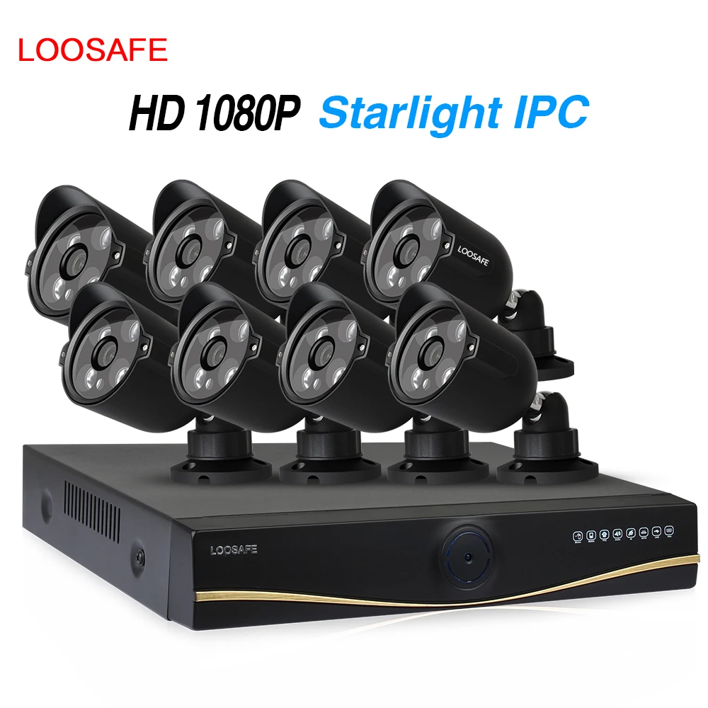 Loosafe 8CH 1080 P системы видеонаблюдения Starlight AHD комплект