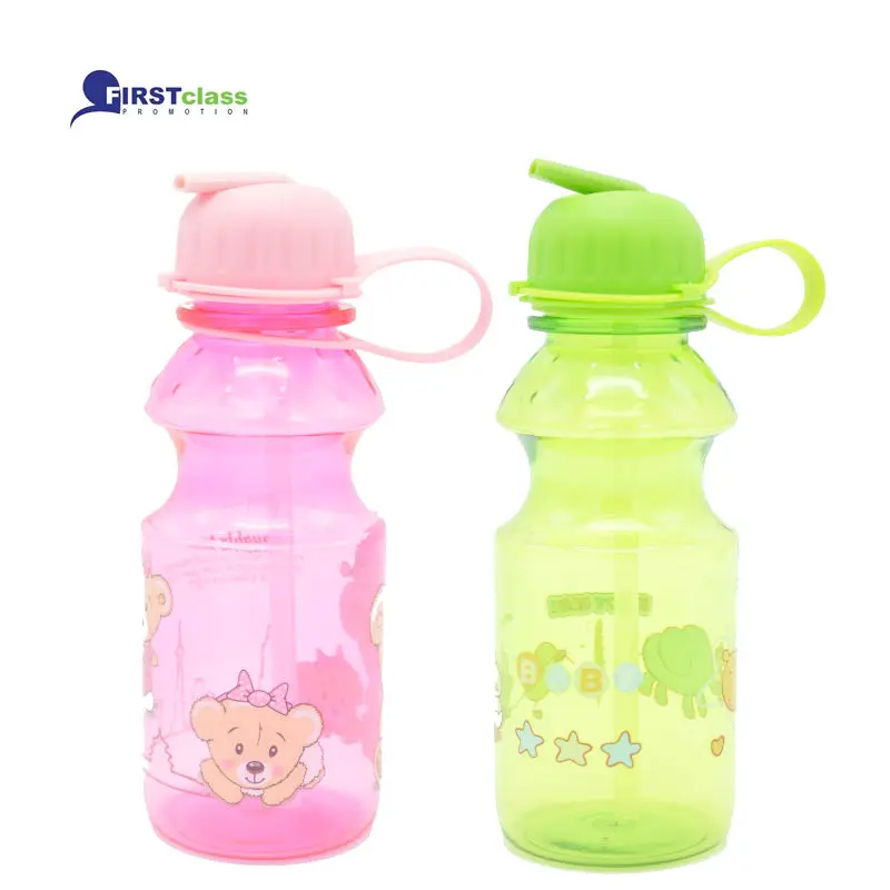 Kids Suction Tube Straw Water Cup Cute Cartoon Water Bottle