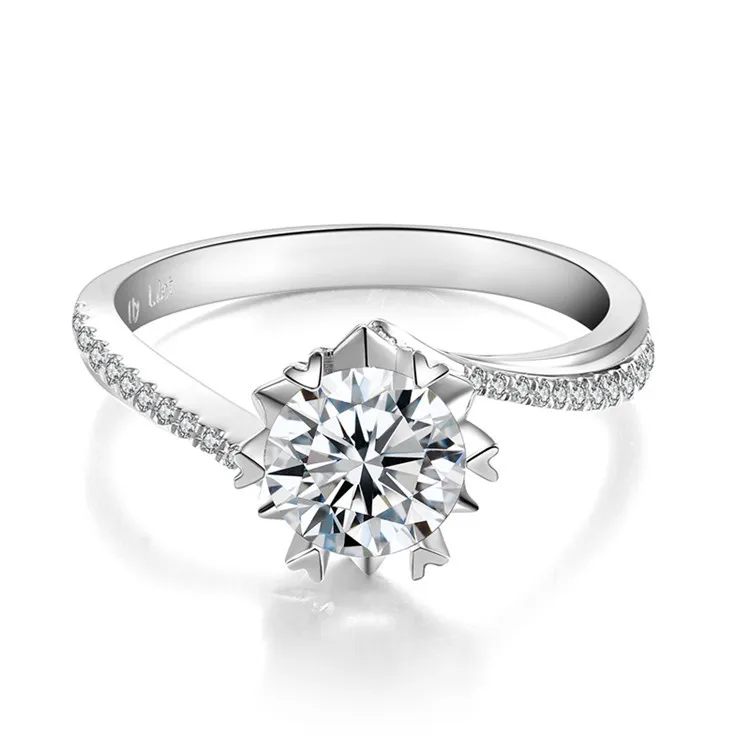 
Customized Twist Arm 1ct Moissanite Snowflake Diamond Engagement Ring 