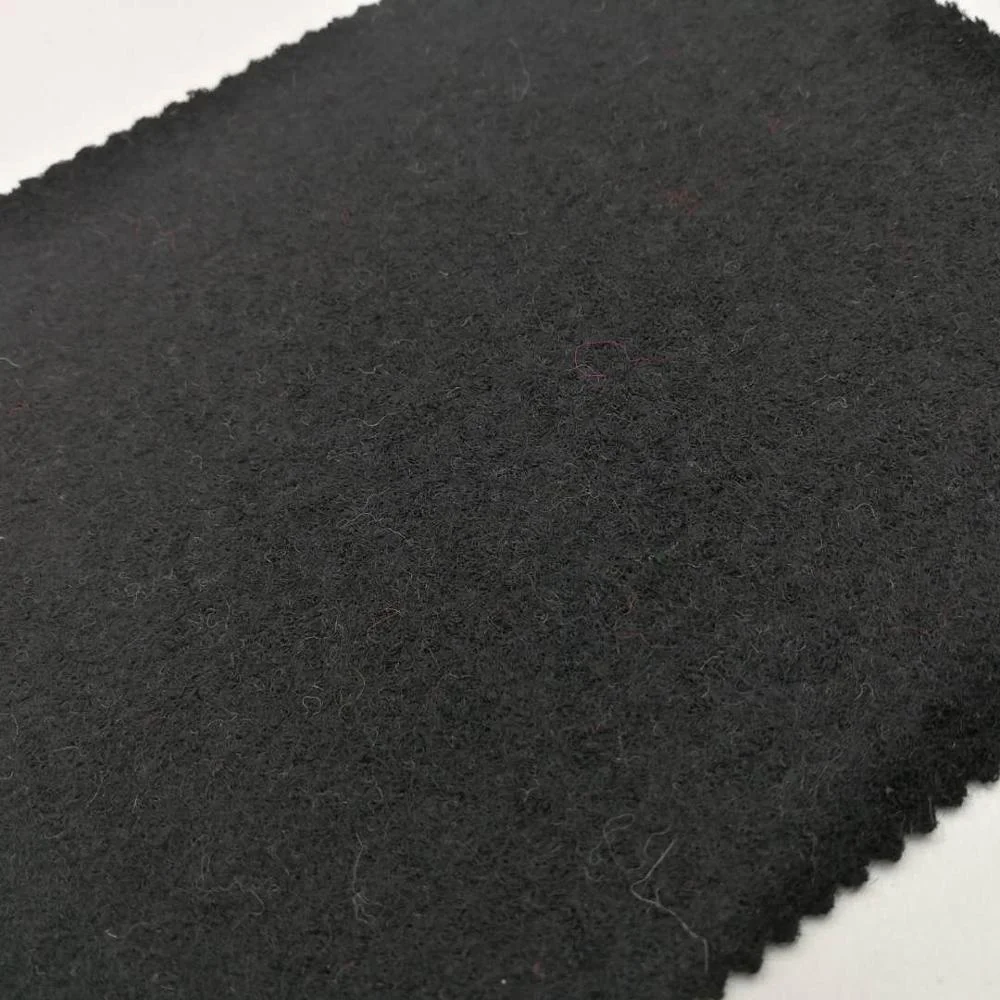 hotsale light weight SUPER black wool poly boiled fabric knit woolen fabrics