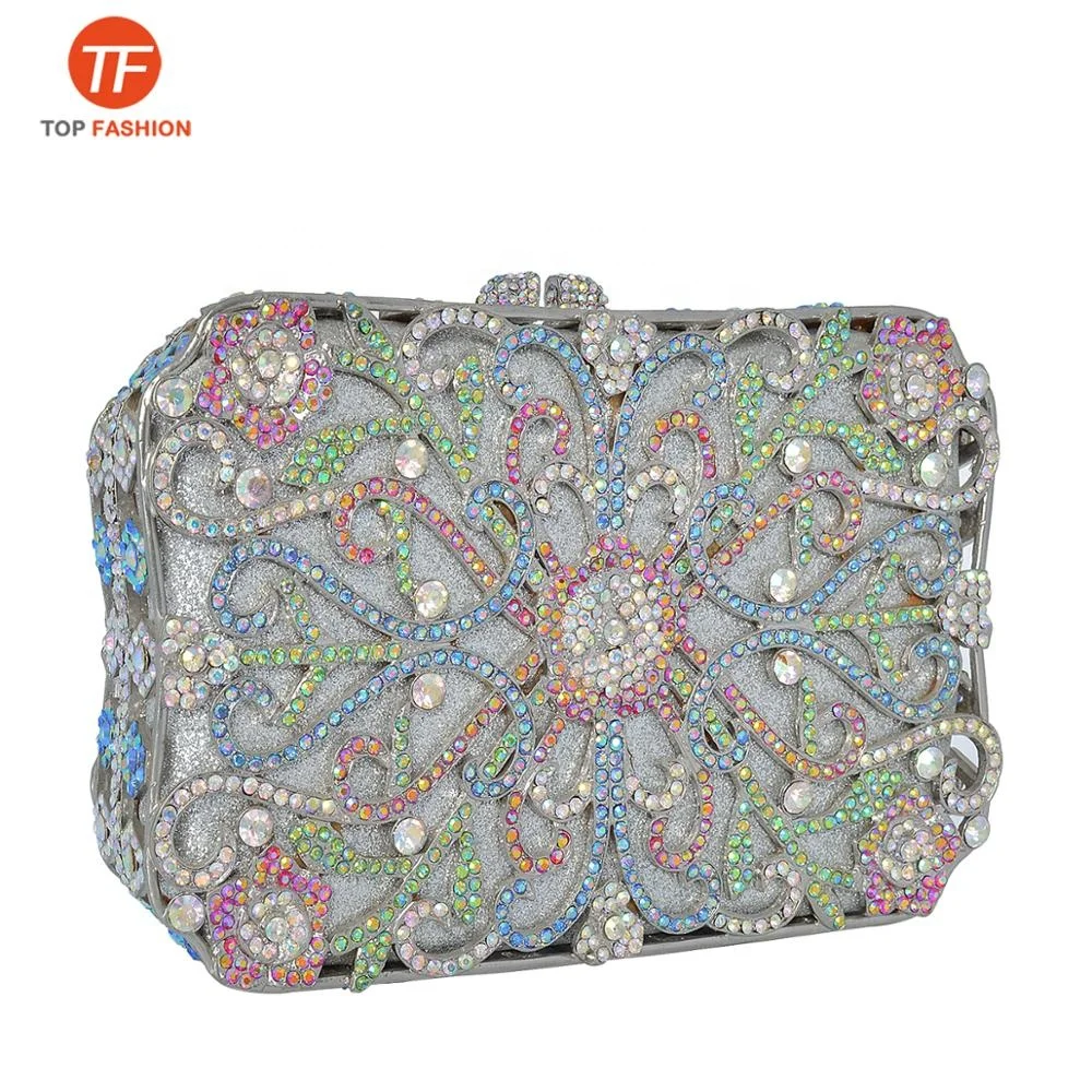 China Factory Wholesales Small Crystal Rhinestone Clutch Purse for Women Formal Party Flowers Evening Bag