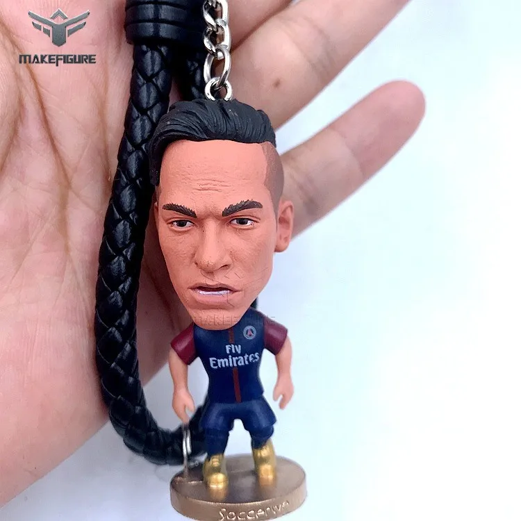 original football player keychain figure gift, high quality footballer figure keychain, famous world up football player keychain
