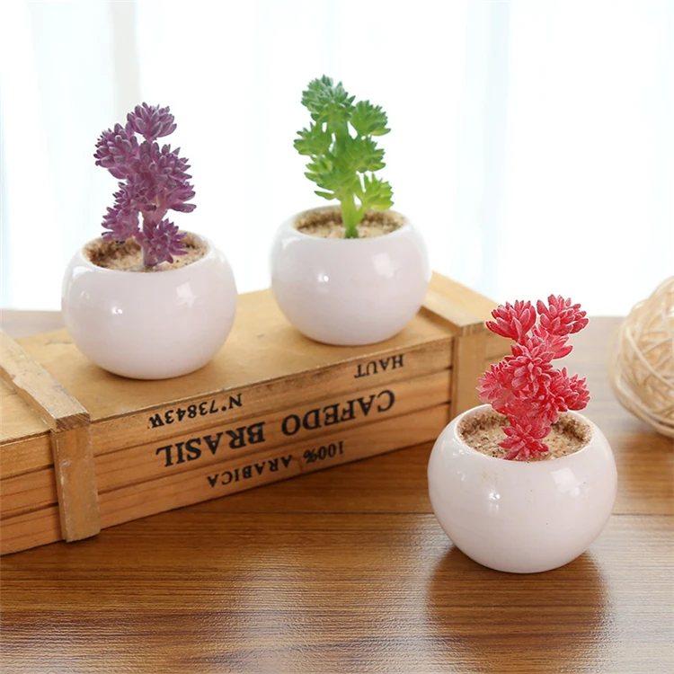 High quality Artificial mini Succulents potted with ceramics pot desk decoration  for home office indoor decoration