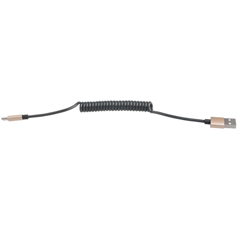 1 PC Spring Coiled USB-C Type C Male To USB Female Data Sync Charging Cable Cord