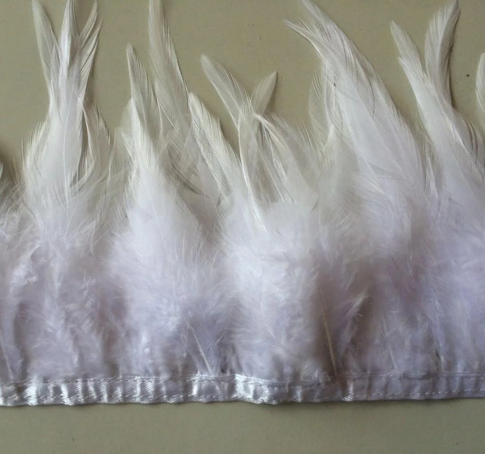 White Saddle Feather Fringe Trims for Skirt / Costume / Wedding Deco Accessories