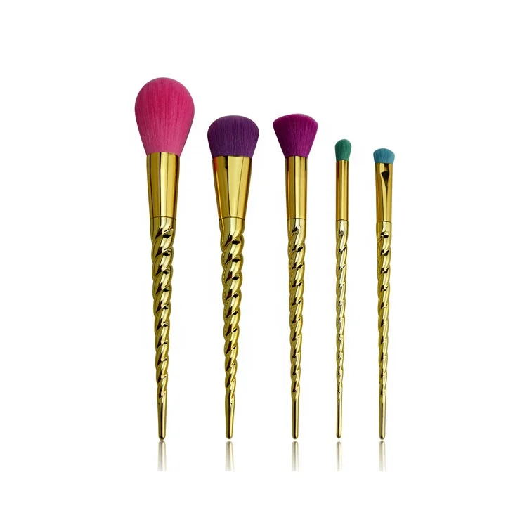 Custom professional 5pcs new tarte colorful rose gold spiral blusher powder contour makeup brushes brochas de maquillaje