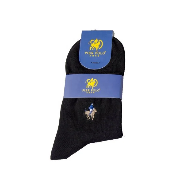 Custom logo 100% bamboo cushion crew boat sport short sock, black polo socks men