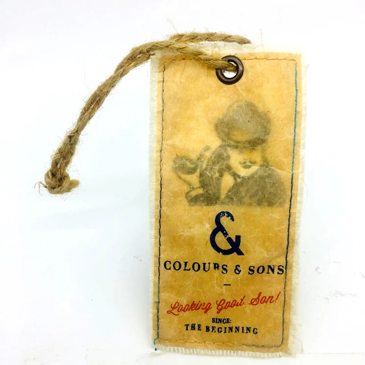 Custom Printing Logo Natural Cloth Organic Cotton Fabric Hang Tag with Eyelet Organic Hang Tags  Fabric Hang tag Cotton Hangtag