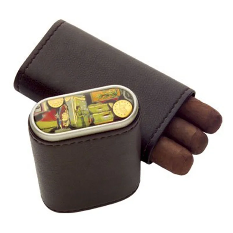 ISO BSCI factory KID wholesale custom PU leather travel gift tube accessories holder cigar case