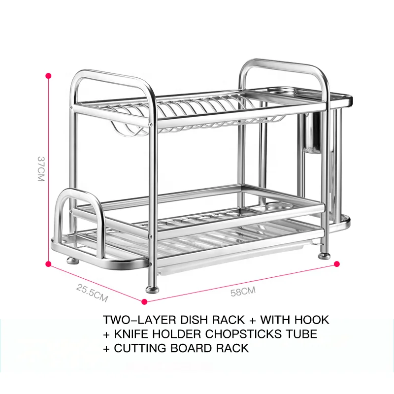 Metal Dish Storage Rack Cup Drying Holder Sink Storage Organizer
