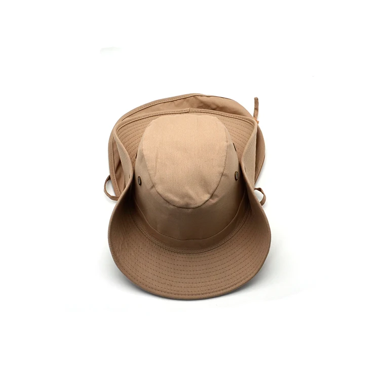 Outdoors custom logo button decoration plain summer safari neck protection fisherman hat bucket hats