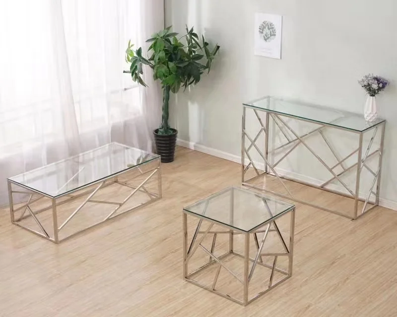 Современный роскошный журнальный столик из нержавеющей стали цвета розового золота с золотой рамкой