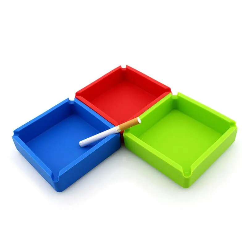 Custom Square Heat Resistant Silicone Ashtray for Home Office