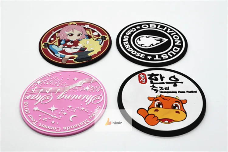 custom desk mat Silicone Rubber PVC Cup Coaster Japanese cartoon coaster
