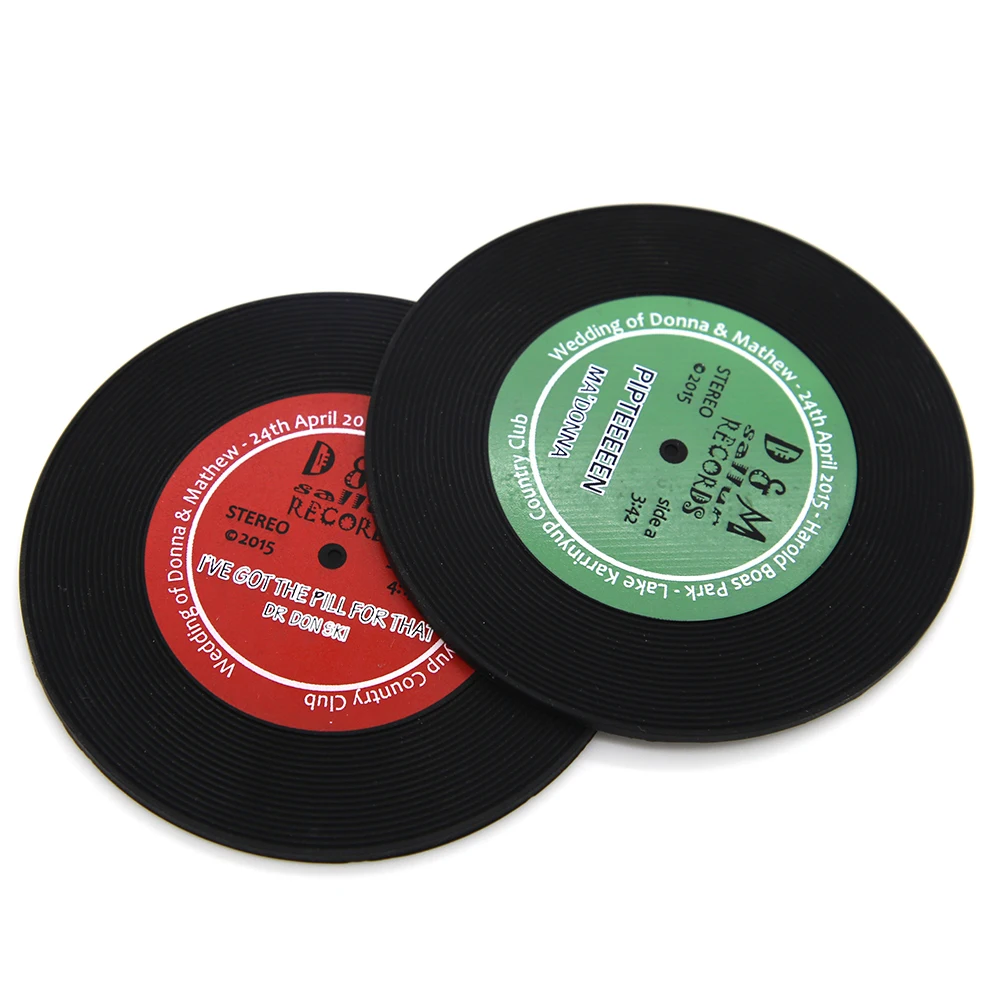 RYHX custom personalize discs silicone coffee cup gramophone record coaster with fast delivery