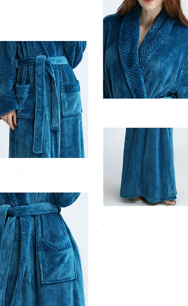 
Women Men Soft Long Collar Fleece Bath Robe Dressing Gown House Coat Nightwear Women Men Soft Long Collar Fleece Bath Robe Dressing Gown House Coat Nightwear
