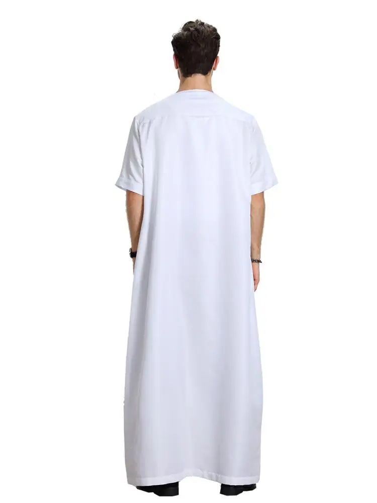 A6169  Galabia white color men jubba qatar jilabiya khaleeji thobe eid arabic with buttons