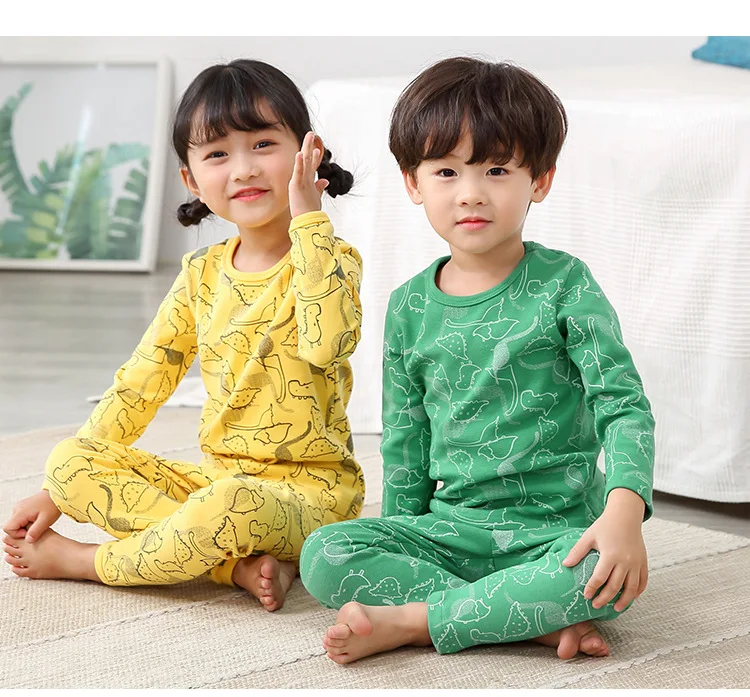 
2019 Cuted Girl Long Sleeves Cotton Cartoon Printed ECO-Friendly Breathable Round Neck Pajamas 