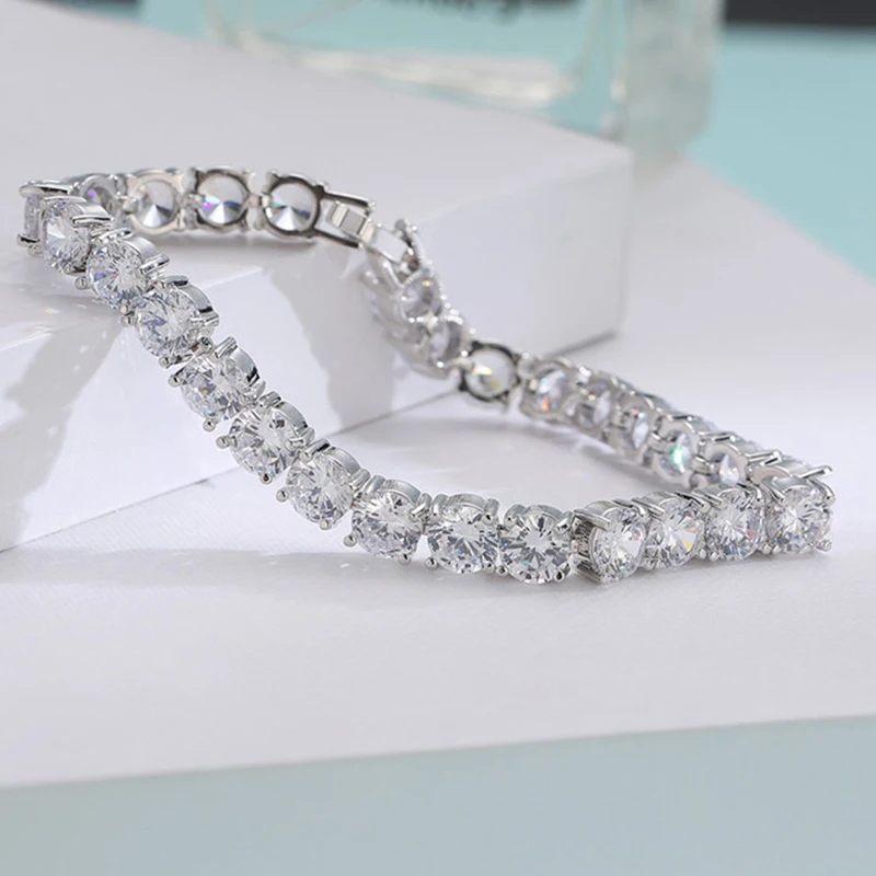 Women Luxury Jewelry Classic Design AAA+ Round 0.5 Carat Cubic Zircon Bangle Tennis Bracelet