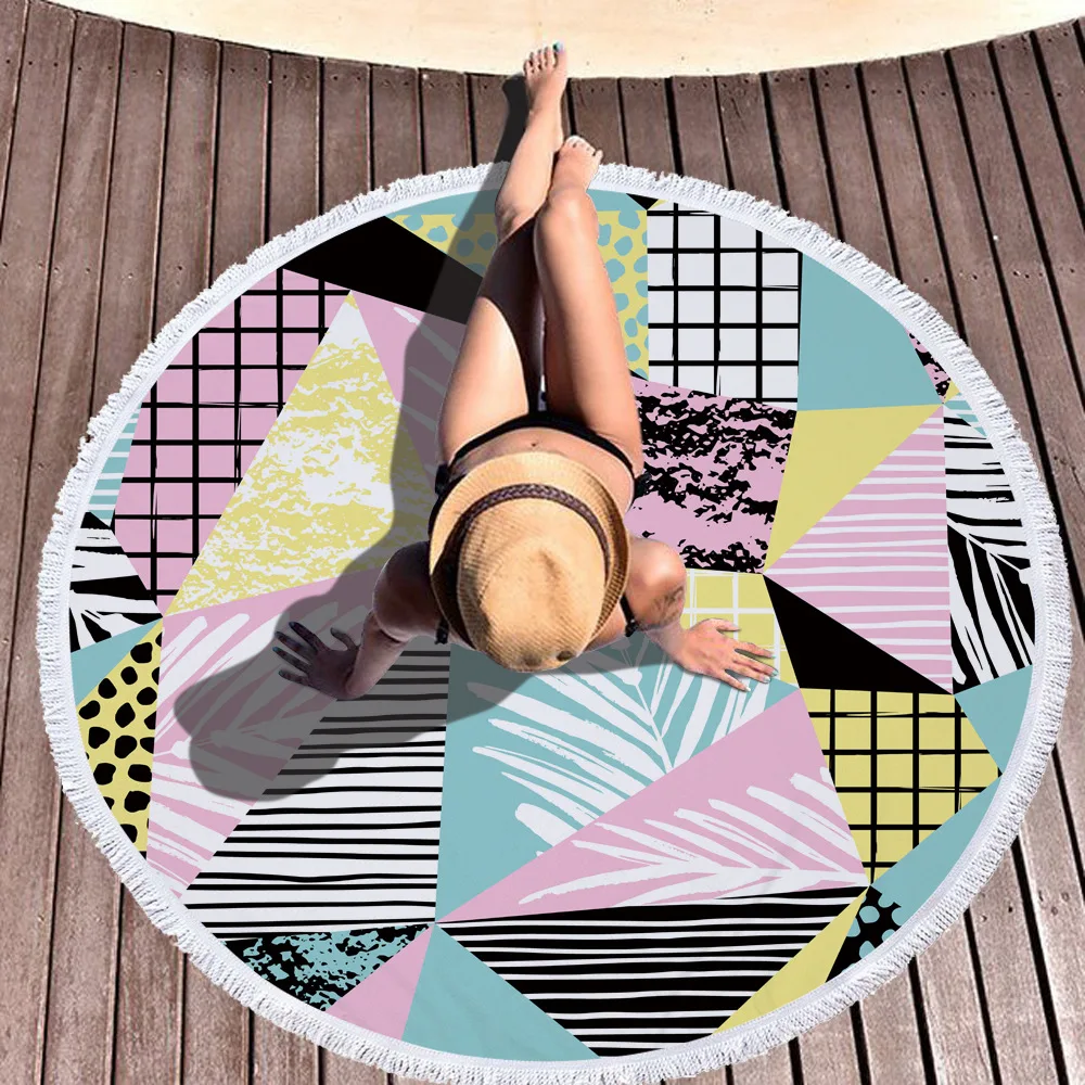 
Hot Sale Thick Terry Tropical Plant Microfiber Beach Towel Tree Leaf Sandyproof Sunblock Beach Blanket Yoga Mat Bath Towel 