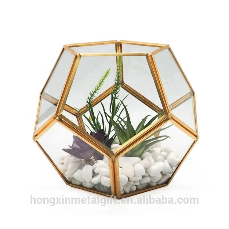 Круглый комнатный подвесной медный геометрический стеклянный террариум для растений оптом внутренний Террариум для дома и свадебного декора