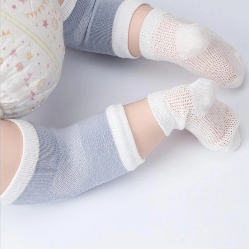 Детские Нескользящие наколенники с подушкой для ползания и локтя, летние детские хлопковые наколенники