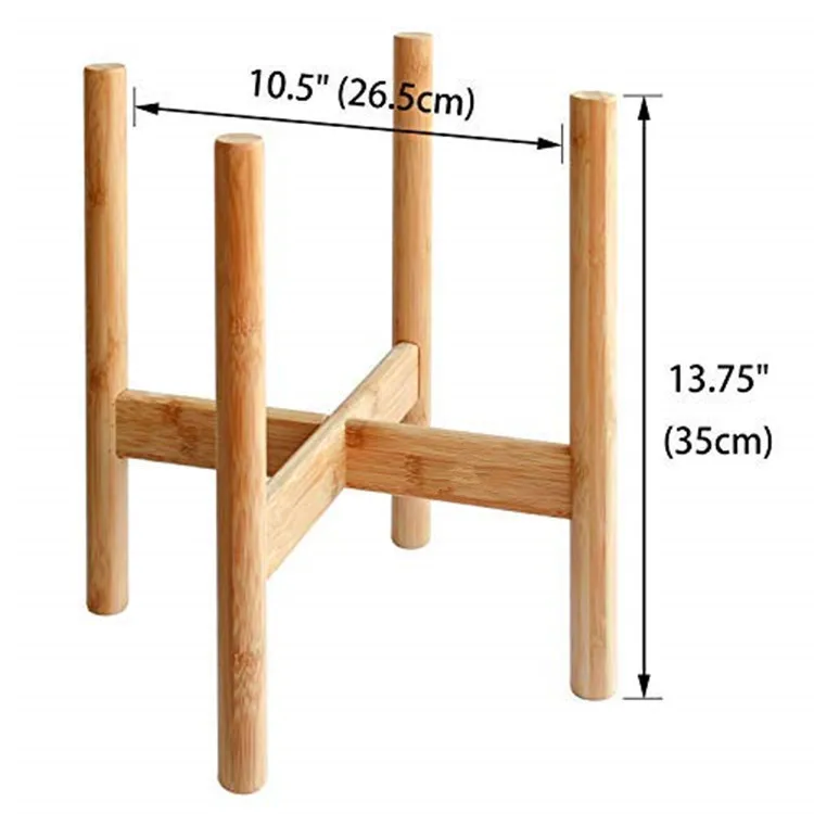 Wholesale Custom Logo Adjustable Mid-Century Bamboo Flower Pot Plant Holder X Shape Indoor Decorative