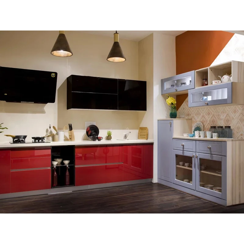 Меламиновая отделка, настенный шкаф параллельной формы, акриловый кухонный шкаф