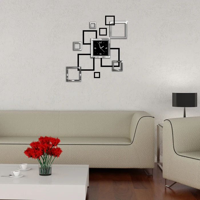 Preciser Modern Design Mirror Wall Clock 3D Crystal