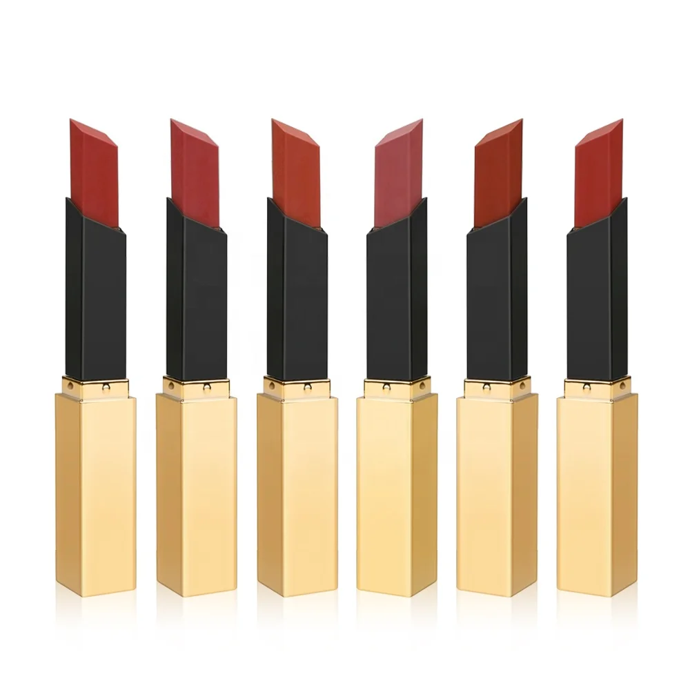 Super Lustrous Lipstick in Gold Tube Private Label Your Logo Waterproof Black L8 OEM Stick Provided Chemical 3G MSDS