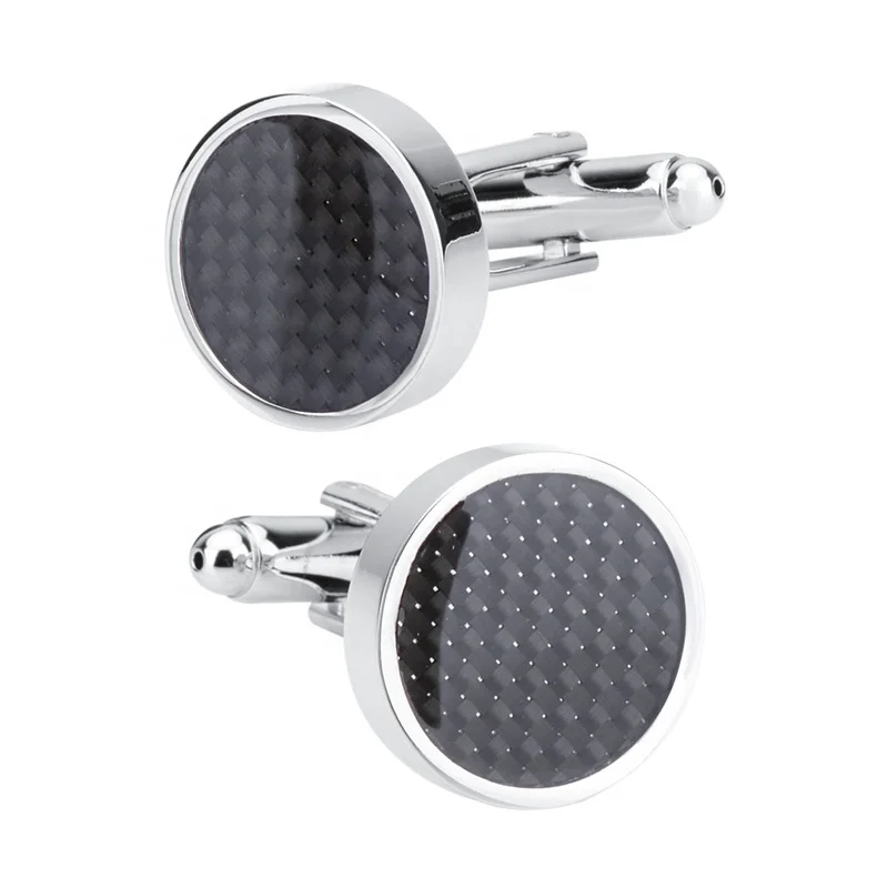 
Mix other styles wholesale Round Black Carbon Fiber Cufflinks for Mens 