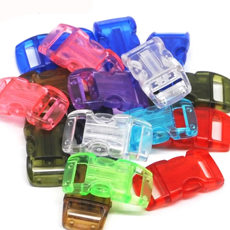 Dongguan YiKai 3/8 transparent side release buckle plastic ,plastic breakaway clasp