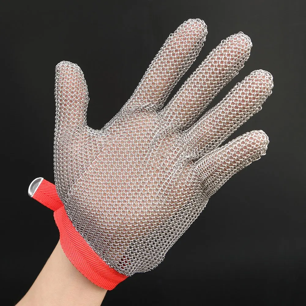 304L Chain Mail Stainless Steel 5-Finger Metal Mesh Cut-Resistant Gloves