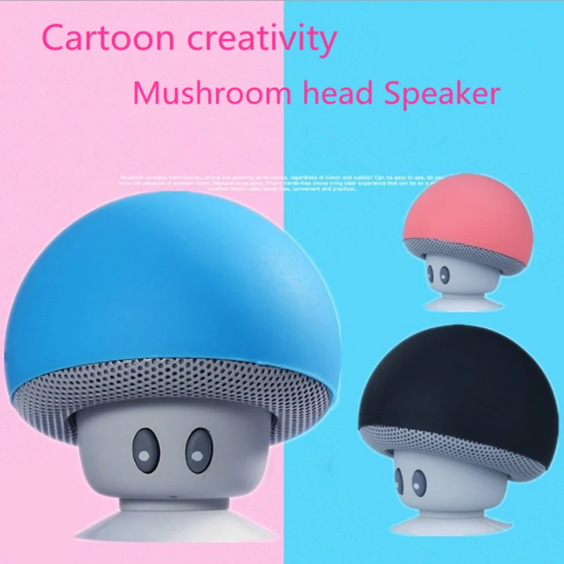 Cartoon mini bt speaker creative portable desktop phone bracket wireless speaker mushroom head Blue tooth audio