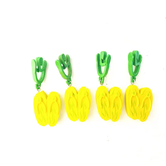 Yellow  flip flops decorative pattern  tablecloth weight clips set of 4