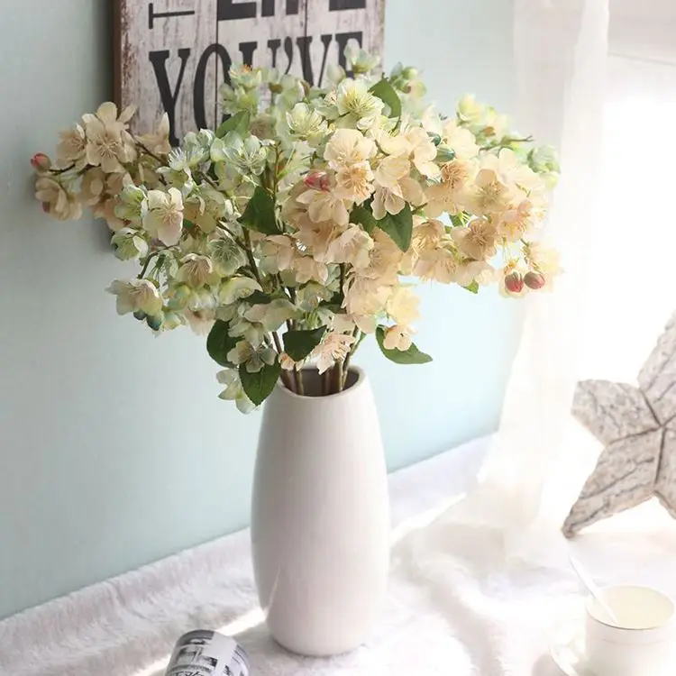 INUNION Popular Home Bridal Wedding Party Decorative Sakura Flower Light Pink Silk Cherry Blossom Artificial Flowers