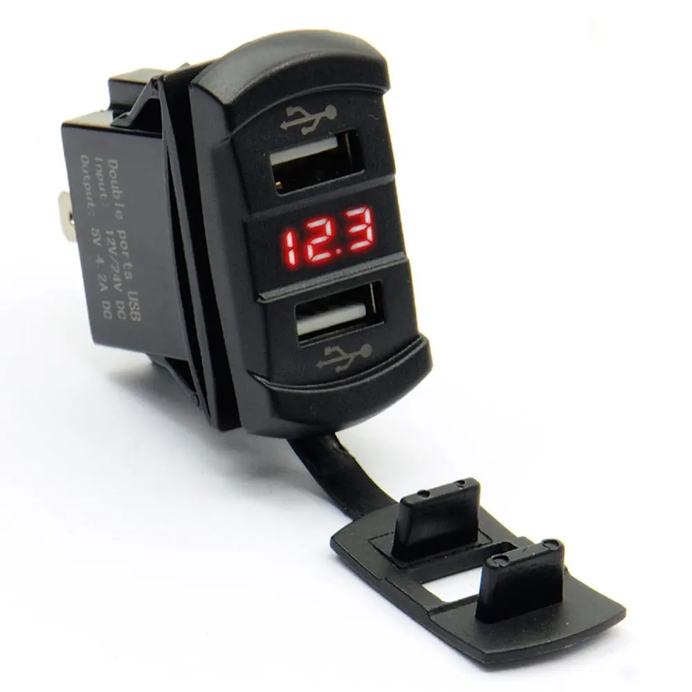 4.2A 12V -24v  USB Charger Socket with  LED Voltmeter