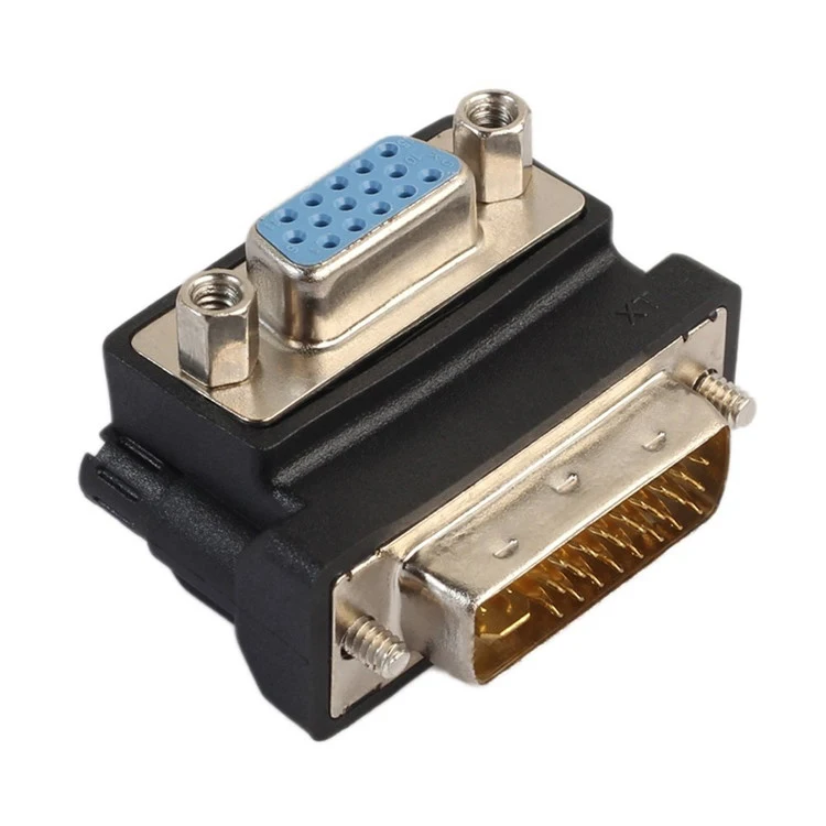 90 Degree DVI-I 24+5 Male to VGA HD15 Female Adapter Monitors Graphic Video HD 1080P Connector Plug