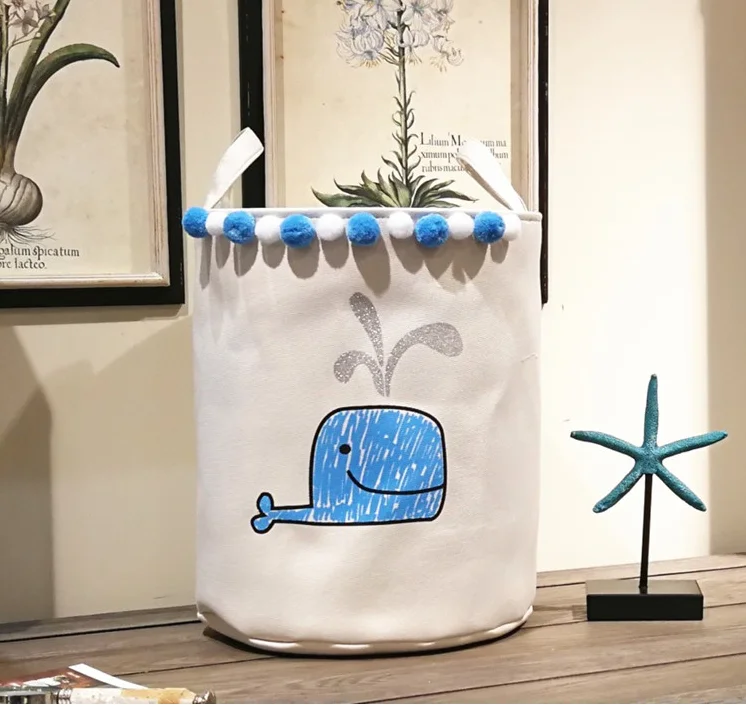 Baby Room Laundry Baskets Nordic Style For Children with Cartoon Cat and Whale