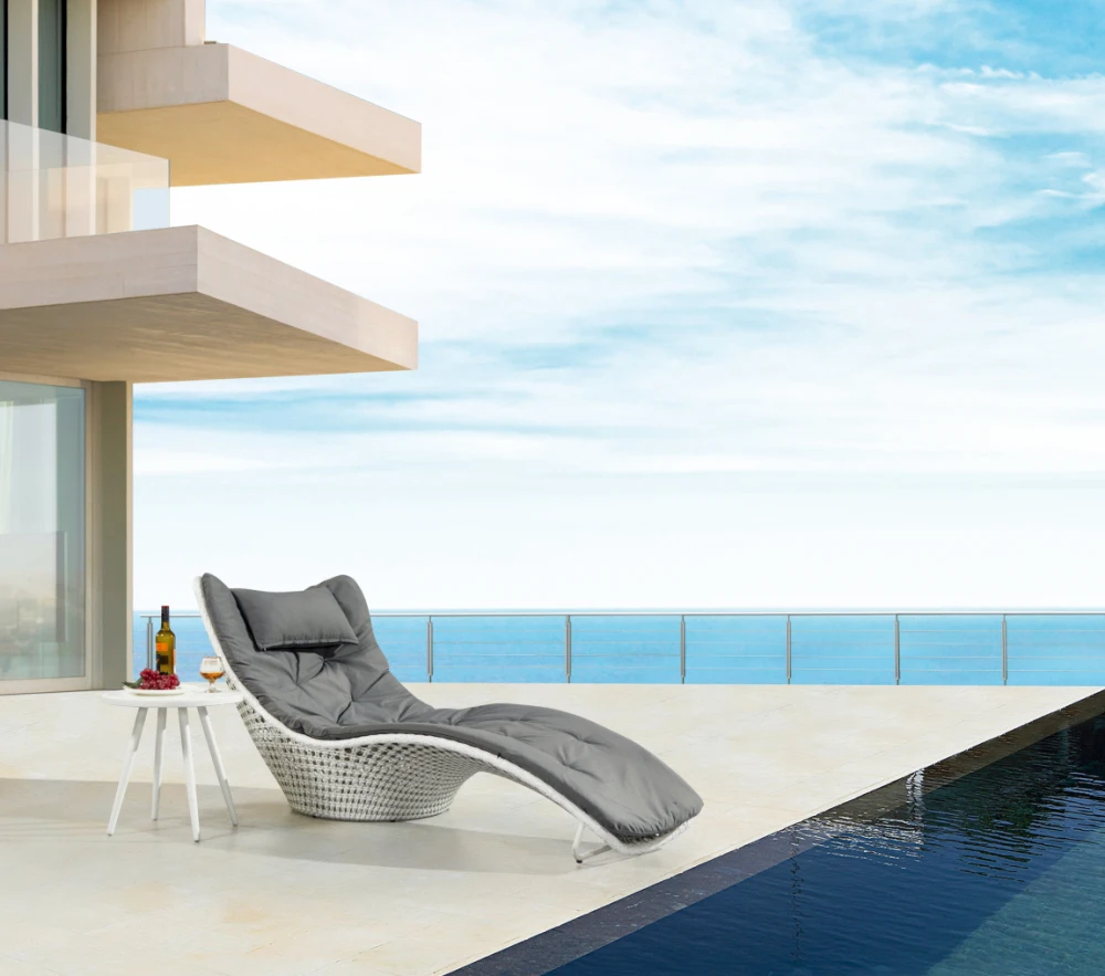 Шезлонг для отеля, Пляжная уличная мебель, шезлонг из ротанга общего назначения