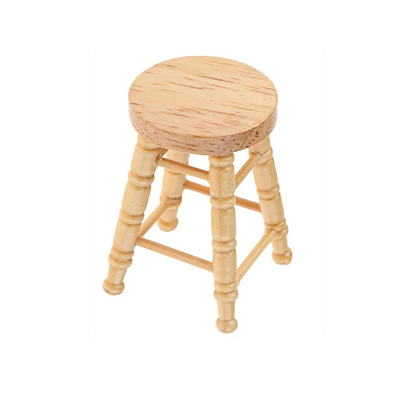 1:12 Scale Wooden Furniture Oak Stool Doll House Miniatures WL043