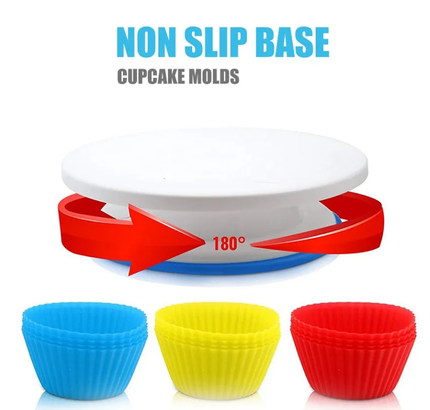 cheap Multi-function Cake Decorating Kit Cake Turntable Set Pastry Tube Fondant Tool Kitchen Dessert Baking Pastry Supplies