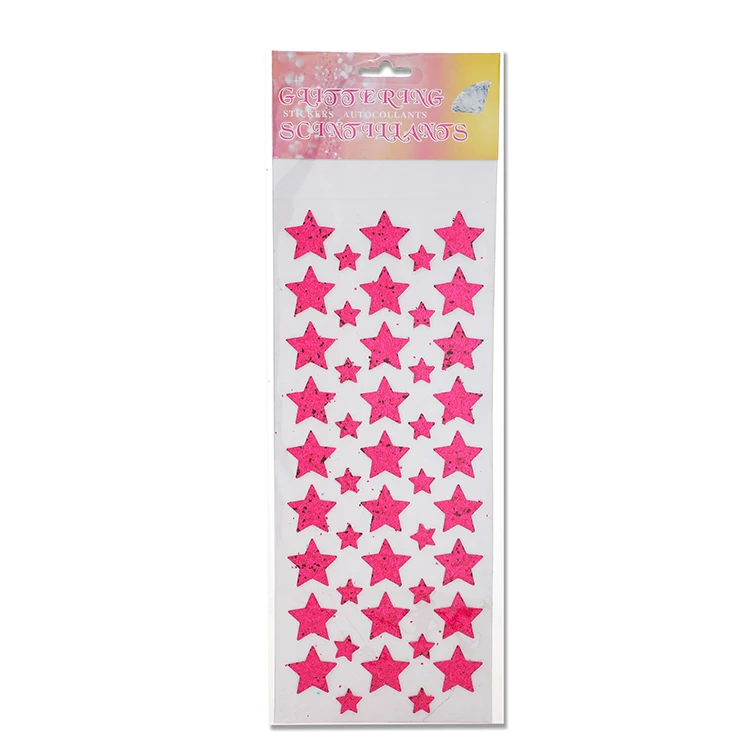 Promotional lowest price decoration EVA material gold star shape glitter sticker in stock