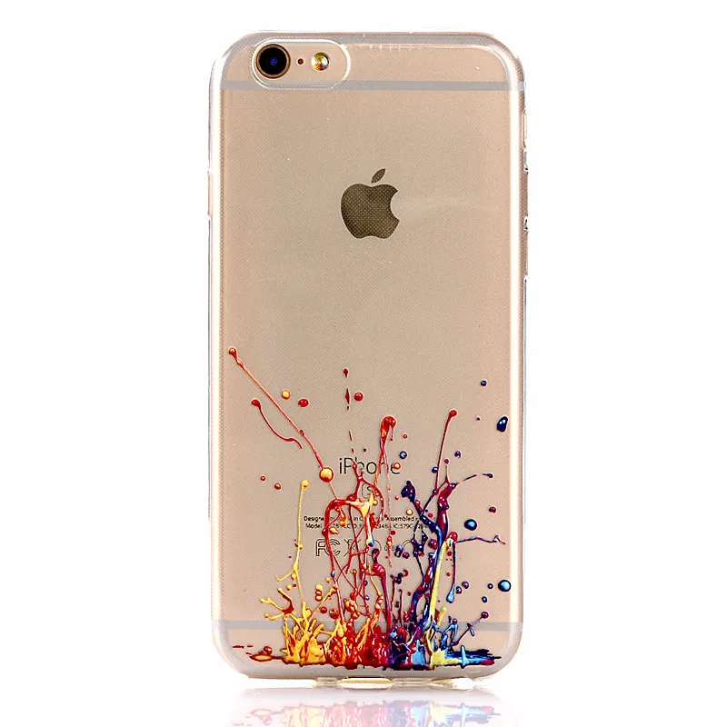 Flowing paint Clear Soft TPU Mobile Phone Case For iPhone 6 7 8 plus