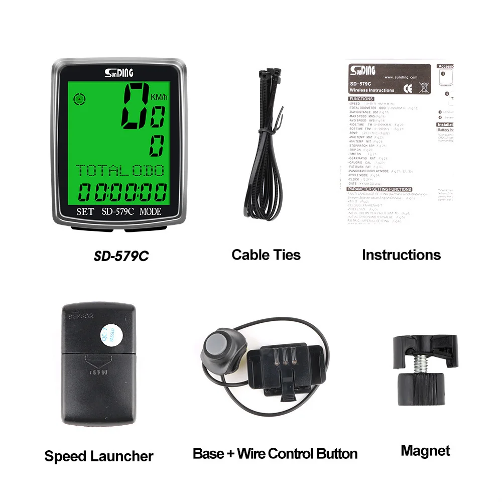 SD-579A водонепроницаемый велосипедный компьютер Подсветка проводной велосипедный Спидометр Одометр MTB Аксессуары измеримые секундомер