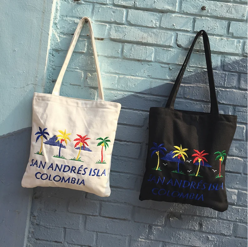 Direct manufacturer eco cotton canvas shopping tote bag embroidery tote bag