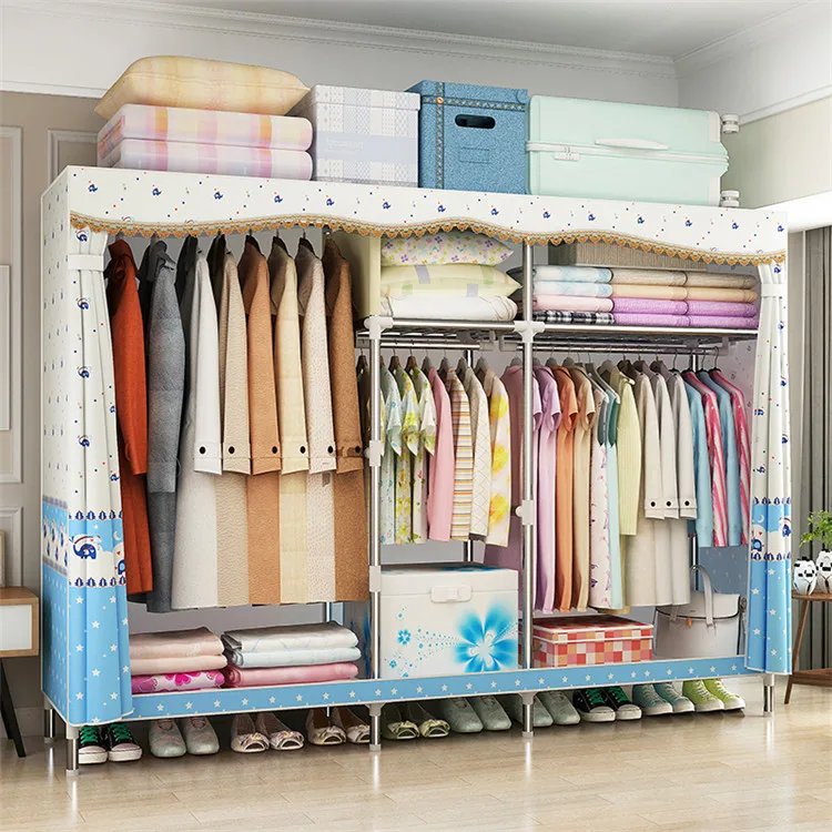 
2019 Hot Selling Home Furniture Large size Cloth Fabric Wardrobe For Bedroom Folding Portable 666 
